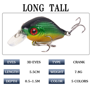 Flotante 5,5 cm/7,8g Minnow Crank Bait Cebos duros Señuelo de pesca Cebo artificial de plástico para lubina Pesca de agua dulce - Product Image 2