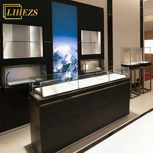 Vitrines murales noires pour bijoux, présentoirs de vente au détail, design de comptoir moderne, <span class=keywords><strong>service</strong></span> de rénovation de magasin sur mesure - Product Image 1