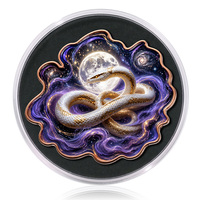 Pièce de monnaie en cuivre fin 999 de 5 oz, en forme irrégulière, avec impression UV en relief 3D, en capsule, motif ange noir et blanc