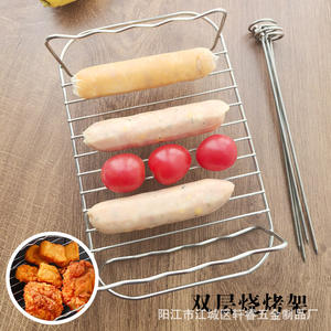 Stainless Steel <b>Barbecue</b> Grill Rack For Oven Air Fryer Cooking Grate Heat Resistant Long Large <b>Small</b> Size Cross Border Accessory - Product Image 5