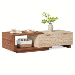 Tavolino da Salotto Moderno in Legno con 2 Cassetti <span class=keywords><strong>Salvaspazio</strong></span> Rettangolare Espandibile in Vendita - Product Image 6
