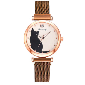 <span class=keywords><strong>Montre</strong></span> pour <span class=keywords><strong>femme</strong></span> WJ-9534 avec diamant et quartz Design de motifs de chat mignon <span class=keywords><strong>Montre</strong></span>-<span class=keywords><strong>bracelet</strong></span> en maille d'alliage pour <span class=keywords><strong>femme</strong></span> avec boucle magnétique - Product Image 4