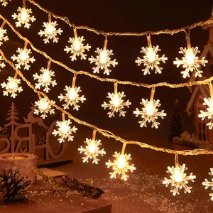 Interior e Exterior Decoração de Ano Novo LED Snowflake String Lights Wave Lighting Holiday Party Decorações de Natal