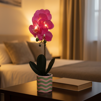 Seidenorchidee Künstliche Blume im Topf Heim-Schreibtisch-Dekoration Innenbereich Umweltfreundlich Hochrealistisch Abschluss Weihnachten Chinesisch