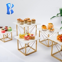 OKEY Bonne Qualité En Acier Inoxydable Or Bar À Bonbons Stand Salade Présentoir Risers pour Présentoir Alimentaire Cocktail Buffet Stand