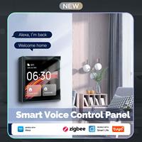 Pantalla Táctil Inteligente Tuya de 4 Pulgadas |   Panel Inteligente para el Hogar con Pantalla OLED, Control por Voz y Aplicación, Conexión Inalámbrica (WiFi + Zigbee)