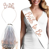 Mariée à être ceinture et bandeau diadème et longueur d'épaule voile Bachelorette fête fournitures nuptiale douche décoration accessoires