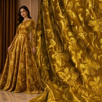 Tissu en velours gaufré extensible avec effet bronzant, motif floral 3D, finition métallique brillante, drapé doux et luxueux, velours inaltérable pour Abaya