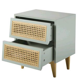 أثاث غرفة نوم منزلي ، سرير راتان مع درجين - Product Image 2