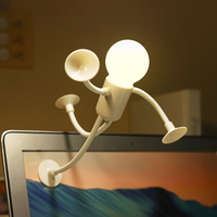 Lampe de nuit LED pour enfants avec figurine d'ampoule mignonne, lumière blanche chaude, ventouse, ornement anti-stress pour le salon