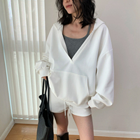 Sweat-shirts à capuche personnalisés de haute qualité pour femmes, coupe ample, col en V, unisexe, vêtements élégants et tendance, imperméables