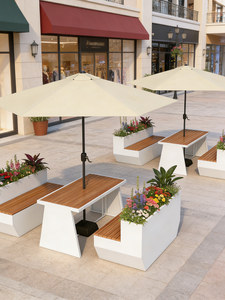Tables et chaises combinées 2 places en fer, résistantes aux intempéries, pour usage commercial en zone commerciale et <span class=keywords><strong>de</strong></span> loisirs en zone touristique - Product Image 4