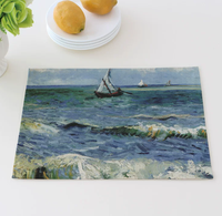 Sets de table personnalisés en lin et coton, impression artistique Nuit étoilée de Van Gogh, résistants à la chaleur, lavables, décoration pour la maison et la cuisine