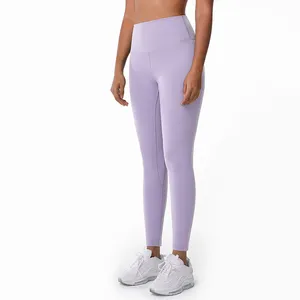 Lulu Nude Yoga Pants Women's High-waisted Hip-lift Cropped Pants Tight High-elastic Sanding Exercise Running Fitness Pants