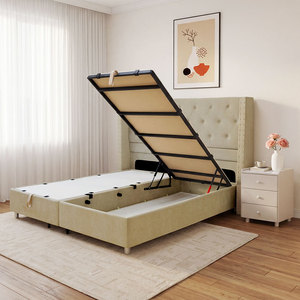 Lit de rangement modulaire européen spacieux et réglable, avec grand espace de rangement sous <span class=keywords><strong>le</strong></span> lit, système de levage à gaz fluide, gain de place, style direct, disponible en tailles <span class=keywords><strong>Queen</strong></span> et King - Product Image 1