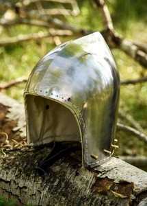 Casque Bascinet traditionnel sans visière, casque en acier fait main avec doublure en cuir, style médiéval, armure décorative, objet de collection - Product Image 6
