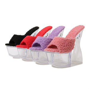 Tissu en daim Transparent Imperméable Ultra Talon Haut Talon Aiguille Léger Été Femmes Plateforme Sandales À Talons Hauts - Product Image 1