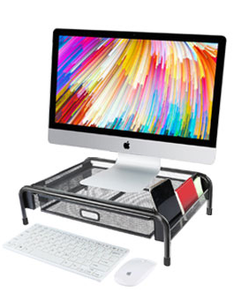 Soporte de <span class=keywords><strong>Monitor</strong></span> de malla de Metal, organizador de escritorio de oficina con cajón - Product Image 5