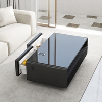 Table basse de luxe avec deux tiroirs réfrigérés intégrés, écran tactile électrique et recharge sans fil pour la maison, l'hôtel et l'appartement