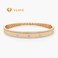 Bracelet jonc personnalisé en or massif 14 carats avec diamants de laboratoire – Bracelets et joncs raffinés pour femme