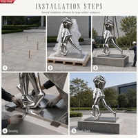 YOUFINE Statue Moderne Personnalisée Amoureux Embrassés Art Métallique Abstrait Sculpture de Couple Embrassé en Acier Inoxydable pour Jardin Extérieur