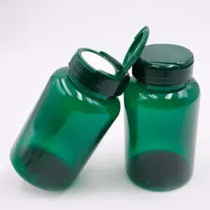 كابسولات بلاستيكية فارغة لتعبئة أقراص الفيتامينات الغذائية والعصائر 15 جم 150 مل لون أخضر PET