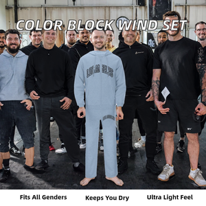 Custom Contrast Panels <b>COLOUR</b> BLOCK Breathable Lightweight Polyester/Cotton Windbreaker Short <b>Sets</b> for Unisex Autumn - Product Image 3