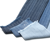 80% coton Vertical motif ondulé BlueJacquard Denim tissu pour jean 10.5 Oz haute qualité Denim tissu en gros