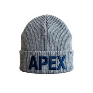 Bonnet gris tricoté pour homme, avec revers, casquette d'hiver streetwear unisexe, logo personnalisé, vente en gros, mode - Product Image 1