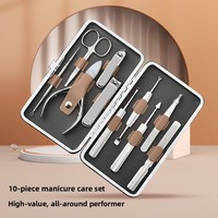 Ensemble de manucure et pédicure de luxe 10 pièces en acier inoxydable avec étui en cuir, cadeau idéal pour hommes et femmes