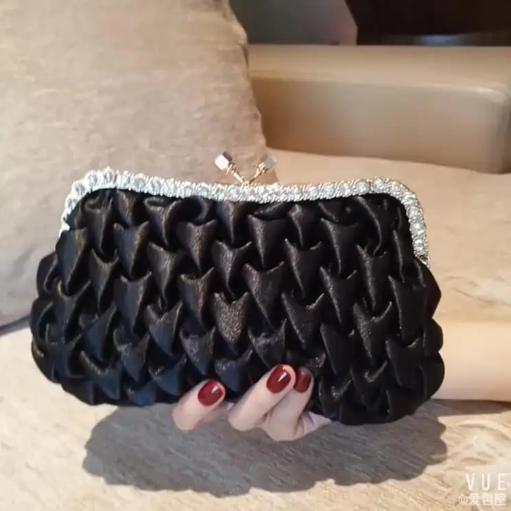 Wholesale factory black Women handbag Evening Bag luxury design diamond stain bridesmaid Clutch Purses