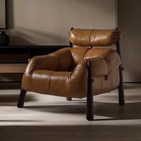 Fauteuils d'appoint pour salon, meubles modernes avec structure en bois massif, fabrication OEM, fauteuil lounge en cuir rembourré