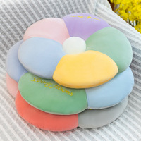 Coussin lombaire en peluche motif fleur mignon de dessin animé, coussin de siège pour la maison, le bureau ou la voiture, coussin en peluche coloré en gros