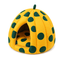 Lit pour animaux de compagnie mignon à pois en forme de citrouille pour chats et chiens, en coton PP doux