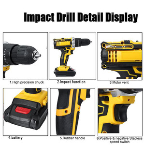 Taladro percutor inalámbrico de iones de litio de 48 V, destornillador eléctrico recargable 3 en 1, taladro manual, destornillador industrial para el hogar - Product Image 1
