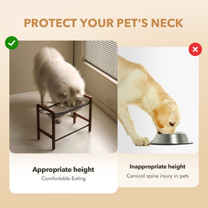 Shamitao Dayanıklı 3'ü 1 Arada Evcil Hayvan Çift Kase Entegre Tasarım Eğimli Mama Su Köpek Kedi Seramik Kase Ahşap Standlı Yükseltilmiş Dış Mekan Kullanımı - Product Image 5