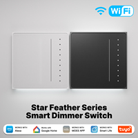 Interrupteur intelligent à variateur de lumière Tuya Zigbee MOES Star Feather Series, réglage de la luminosité, commande à distance par application, commande vocale avec Alexa GoogleHome