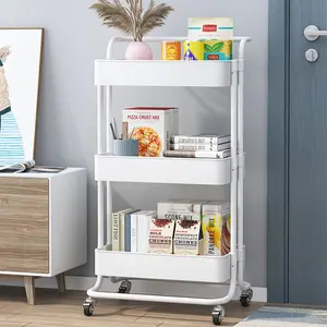 Foryoudecorer multiuso carrello di stoccaggio in metallo organizzazione cucina rack di stoccaggio carrello con ruote