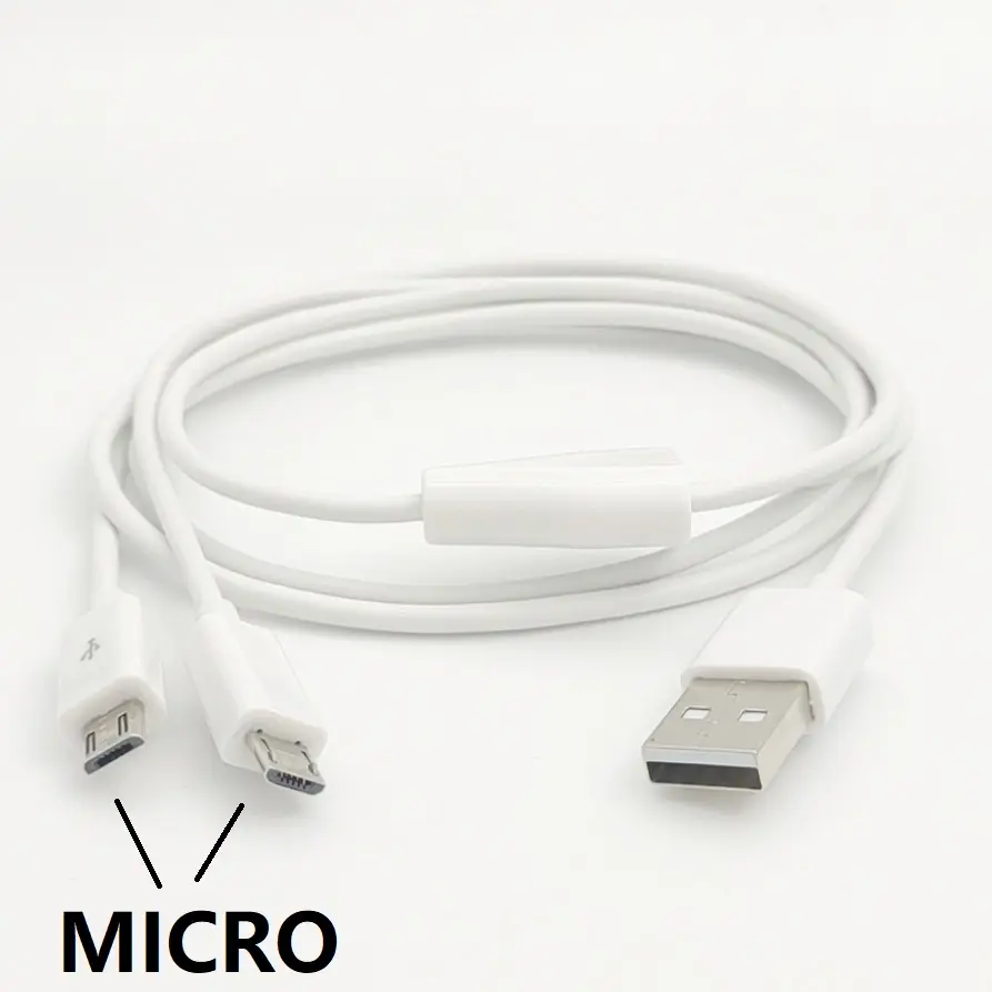 2 em 2 1 cabo usb Dual Micro USB Splitter Cabo de Alimentação Micro USB Dispositivos 1 metro 3ft