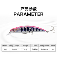 Leurre Minnow Spearhead RYUKI 80S pour la pêche au bar en eau profonde
