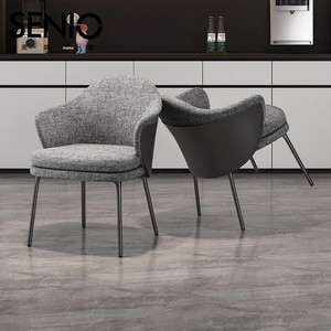Silla de Comedor Moderna de Estilo Italiano de Lujo Ligero con Tapicería de Tela, Reposabrazos y Patas de Acero al Carbono para Uso en el Hogar y Restaurantes - <span class=keywords><strong>Angie</strong></span> - Product Image 3