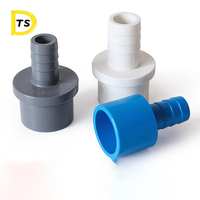 Conector de PVC para Tubería de Suministro de Agua, Tipo Pagoda, Tapón Interior y Exterior, Superficie Lisa, Azul/Blanco/Gris, Marca TSD, Junta Reductora Grande y Pequeña