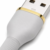 Kabel Pengisian Daya USB-A ke Lightning 1m TPE dengan Konektor Cincin Berlapis Emas, Kabel Data Pengisian Cepat untuk iPhone