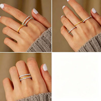 Bague en argent pur S925 très vendue, bague de luxe haut de gamme entièrement sertie de diamants, trois anneaux superposés, style européen, bague populaire pour femmes