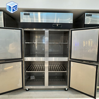 Congélateur commercial vertical en acier inoxydable à refroidissement direct, 4 portes, double température, pour cuisine professionnelle - Vente en gros