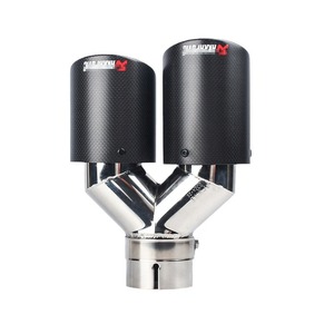 Carbon Fiber Exhaust Tip Y Type Mirror <b>Polished</b> Universal <b>Car</b> Tail Pipe Dual Outlet - Product Image 4