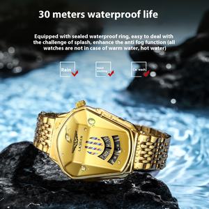 X-GEQCK Montre à quartz à cadran d'<span class=keywords><strong>avion</strong></span> de luxe pour hommes Bracelet en acier inoxydable de sport de mode d'affaires en or pour hommes - Product Image 3