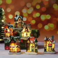 Decoración Navideña de Resina, Casa Pequeña con Luces LED, Hecha a Mano, Moderna, Minimalista y Creativa, Regalo de Navidad, Éxito de Ventas Internacional