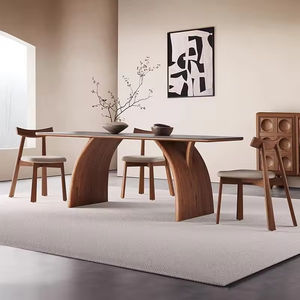 <span class=keywords><strong>Tavolo</strong></span> da pranzo contemporaneo in legno massello <span class=keywords><strong>struttura</strong></span> unica gamba curva resistente elegante per zona pranzo - Product Image 1