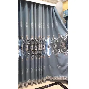 Hotel Living Room Chenille Fabric Cortinas/Bedroom Embroidered Rideaux, American Blackout Velvet Luxury Window Curtain